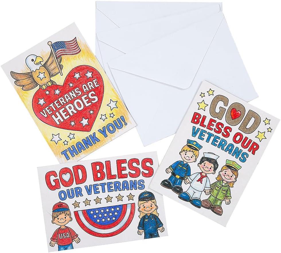 imageColor Your Own White Veterans Day Cards 5quot x 7quot 12 Pcs  Assorted Designs Ideal for Craft Projects ampamp Patriotic Celebrations