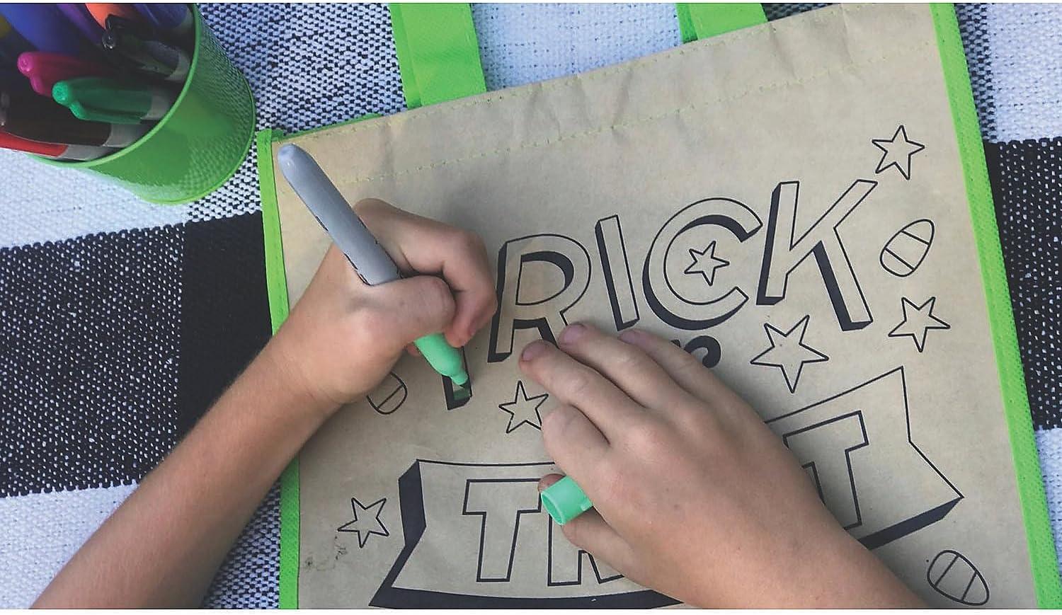 imageFun Express 12  Color Your Own Halloween Craft Tote Bag  Crafts for Kids and Fun Home Activities  Reusable Treat Bags Halloween Party Crafts Favor for Home