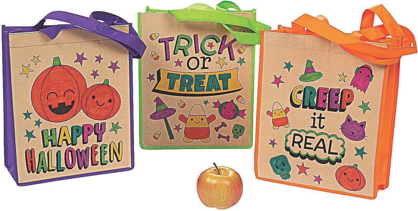 imageFun Express 12  Color Your Own Halloween Craft Tote Bag  Crafts for Kids and Fun Home Activities  Reusable Treat Bags Halloween Party Crafts Favor for Home