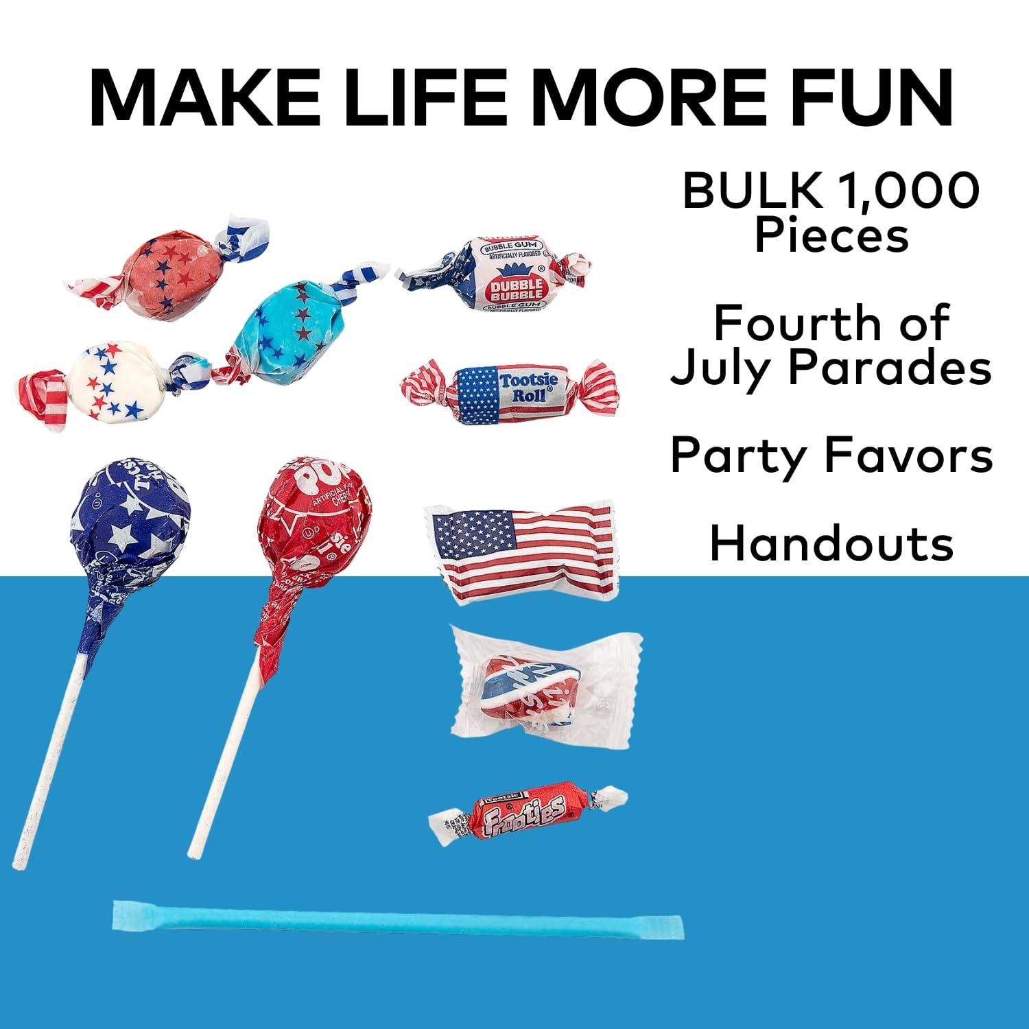 imageFun Express Bulk Patriotic Candy Individually Wrapped  1000 Pieces Premium Assorted Candy and Lollipops to Make Every Occasion Sweet  4th of July Memorial Day and Veterans Day Favors