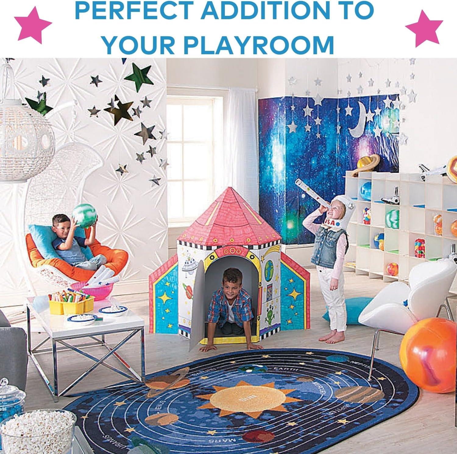 imageFun Express Cardboard Playhouse Rocket Ship Toy for Kids  5 Foot Color Your Own Spaceship for Indoor Play  White Cardboard House to Color for Toddler Activities ampamp Creative Arts Projects
