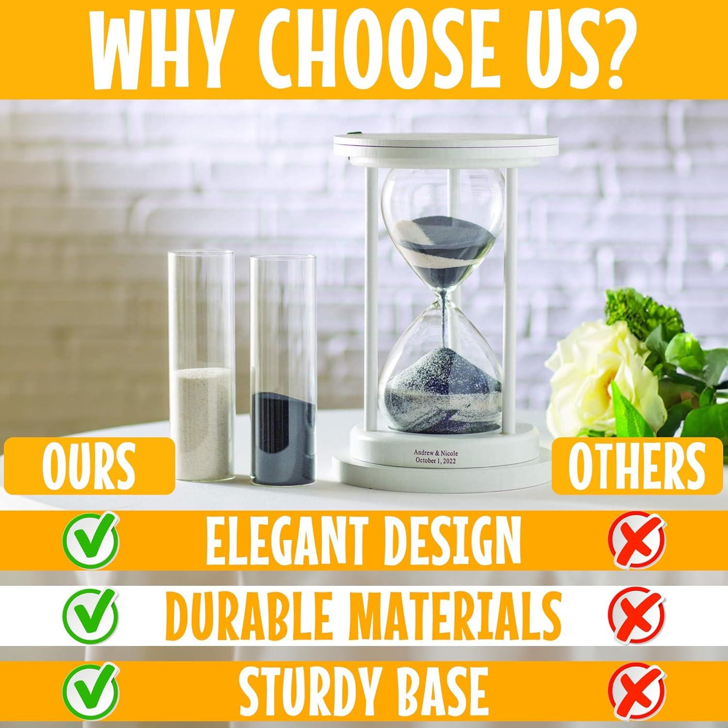 imageUnity Hour Glass  Symbolize Your Timeless Love Unique Wedding Hourglass Timer 60 Minutes Cylinder Set  3 Pcs Personalized White Unity Sand Hourglass Set  Sand Sold Separately