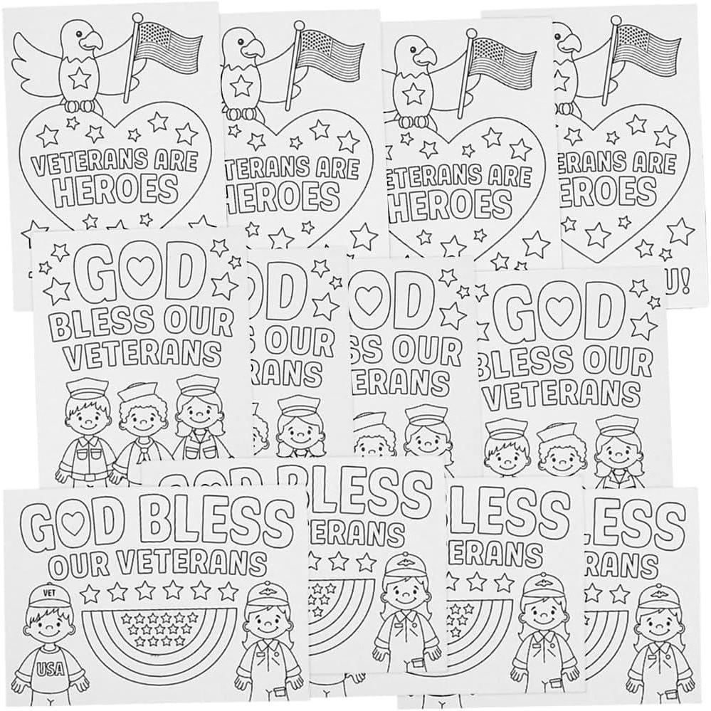 imageColor Your Own White Veterans Day Cards 5quot x 7quot 12 Pcs  Assorted Designs Ideal for Craft Projects ampamp Patriotic Celebrations