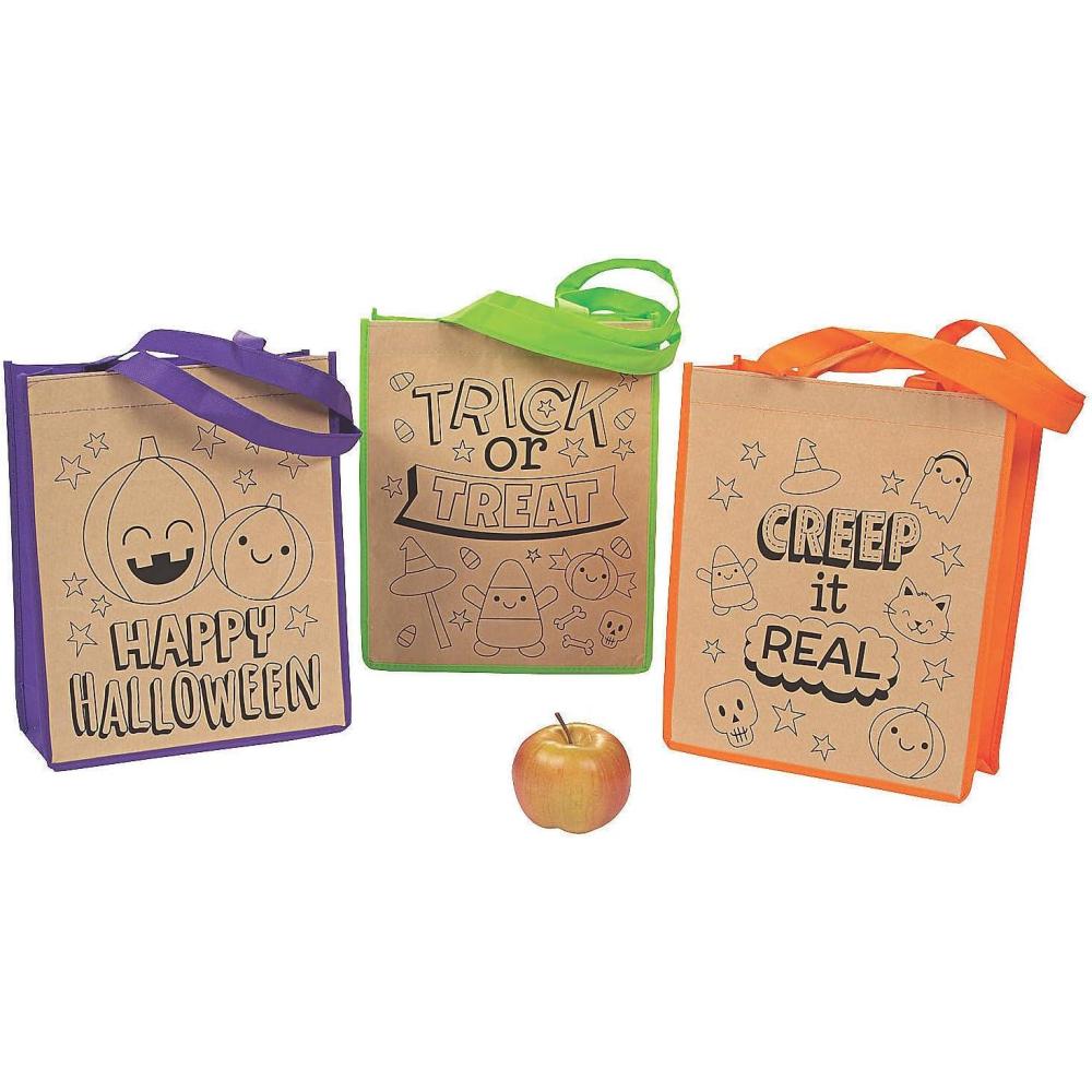 imageFun Express 12  Color Your Own Halloween Craft Tote Bag  Crafts for Kids and Fun Home Activities  Reusable Treat Bags Halloween Party Crafts Favor for Home