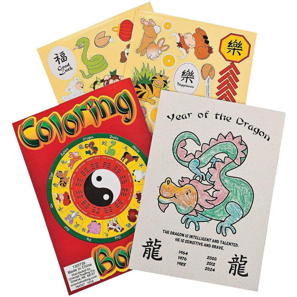 imageFun Express 2024 Chinese New Year Coloring Book WSticker for Chinese New Year  Stationery  Stickers  Make  A  Scene Lrg  Chinese New Year  24 Pieces