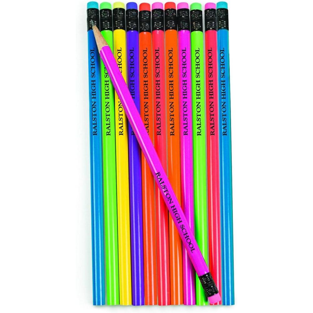 imageFun Express 7 12quot Bulk 72 Piece Personalized Neon Solid Color Wood Pencils  Great For Classroom and Office Use and Fundraisers