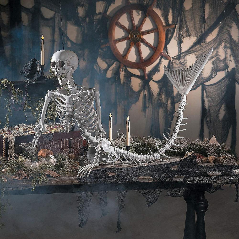imageFun Express 73quot Life Size Mermaid Skeleton Halloween Decorations Outdoor  6 Ft Posable Skeleton Decor for Indoor ampamp Outdoor Halloween Props  Giant Plastic Skeleton for Yard Porch ampamp Party Display