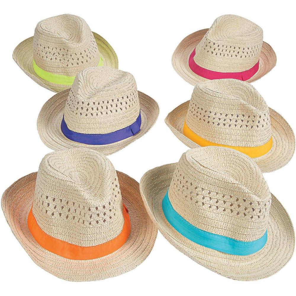 imageFun Express Bulk Fedora Hats 12 Pack  Colorful Straw Party Hats for Adults ampamp Kids  Fiesta Party Decorations for Cinco De Mayo Birthday Celebrations ampamp Mexican Theme Events  Assorted Rainbow Colors