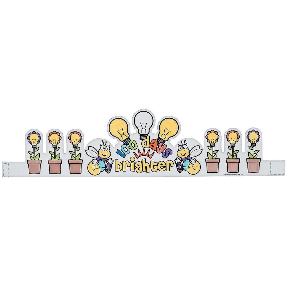 imageFun Express Color Your Own 100 Days Brighter Crowns  Fun DIY Crowns for Kids  Perfect for Educational Activities and Creative Learning Projects  12 Pieces