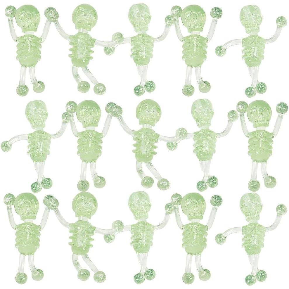 imageFun Express Glow in The Dark Sticky Tumbling Skeletons Bulk Set of 48 Halloween Party Toys  Glow in The Dark