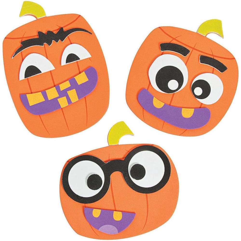 imageFun Express Goofy Face Pumpkin Magnet Craft Kit  Creative Halloween Craft for Kids SelfAdhesive Foam Pieces Fun DIY Activity for School ampamp Home Perfect for Party Favors ampamp Decorations  12 Pieces