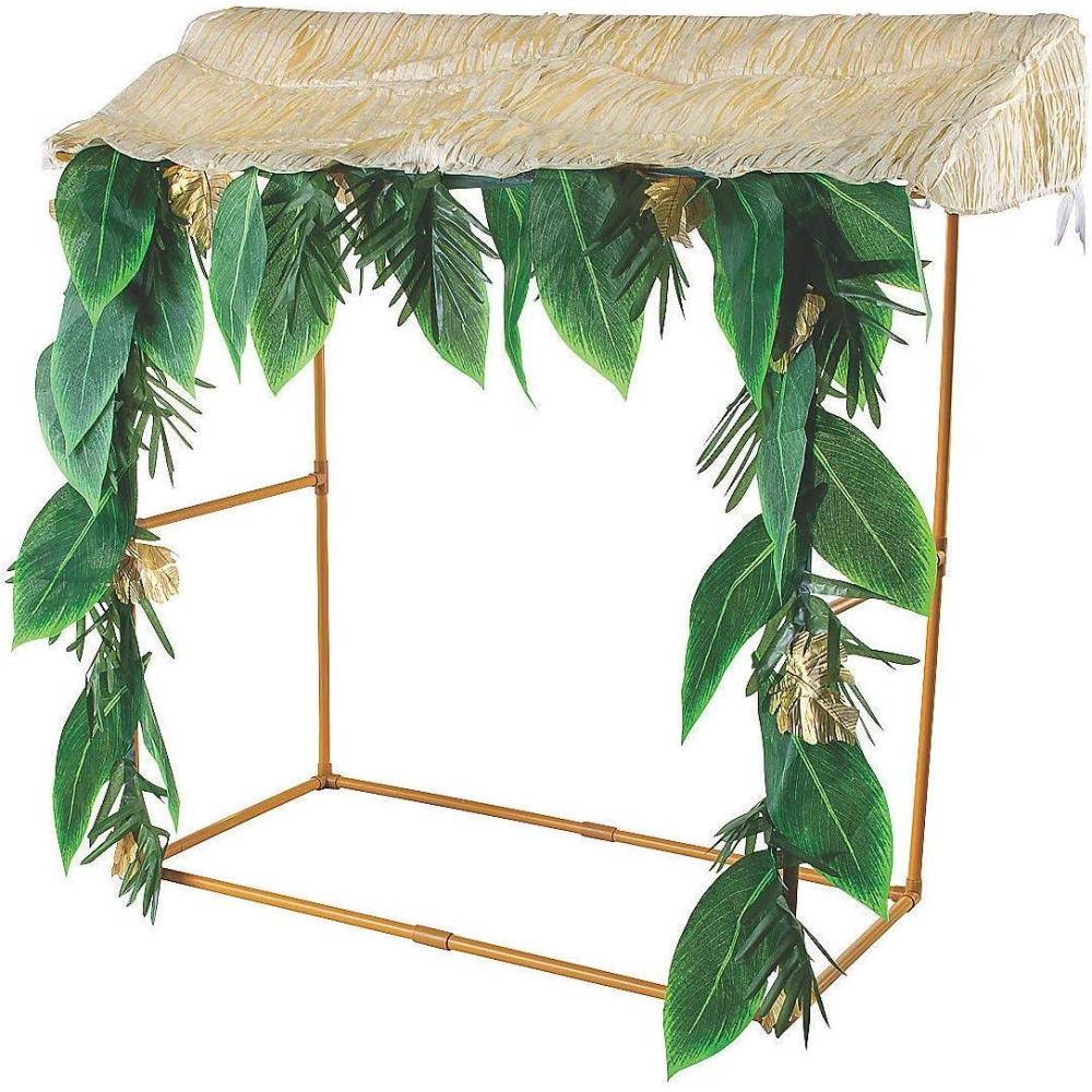 imageFun Express Luau Tabletop Tiki Bar Hut 4x5 Feet  Hawaiian Party Decorations for Tropical Beach Pool Summer Birthday Celebrations  Portable Outdoor Island Theme Decor Kit with Raffia Cover