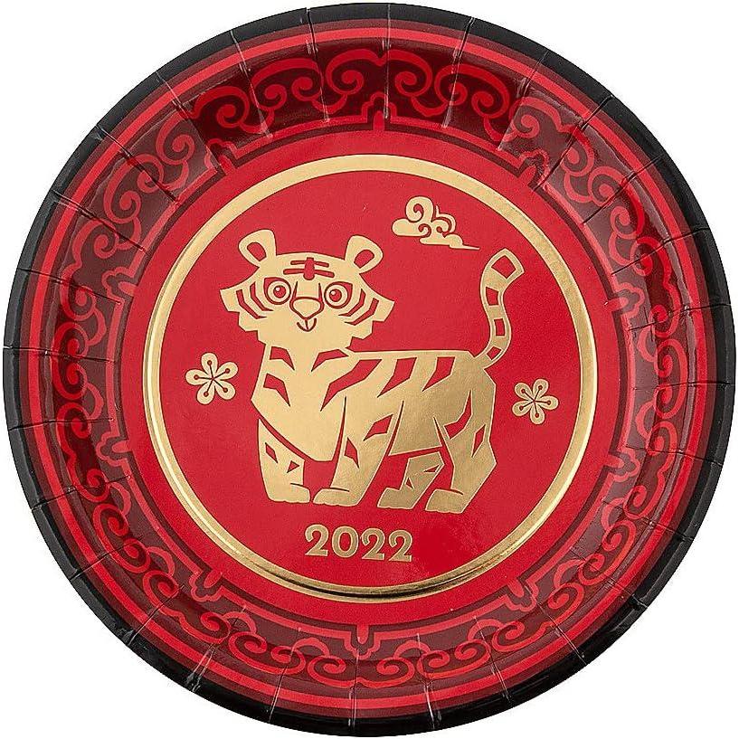 imageFun Express Lunar New Year of the Tiger Paper Dessert Plates  8 Ct