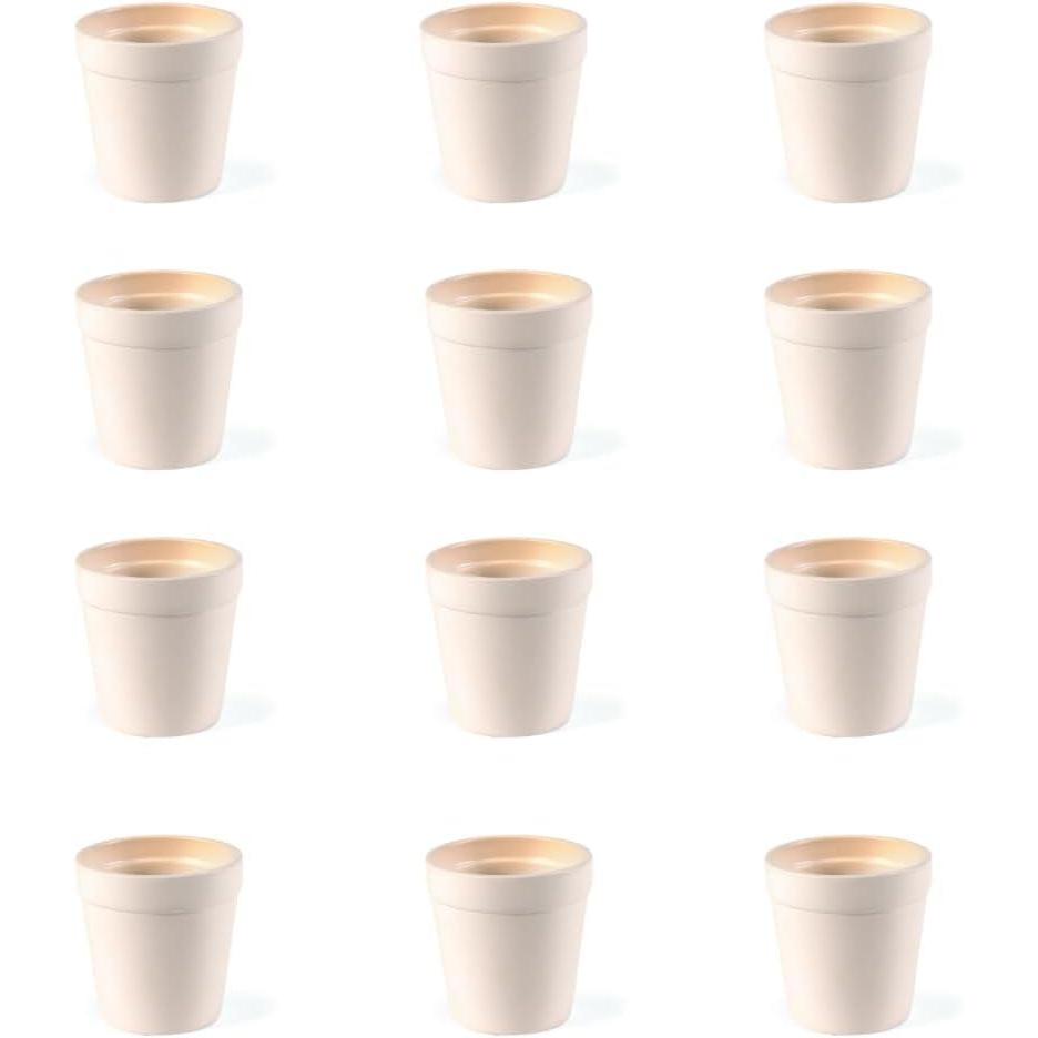 imageFun Express Mini Flower Pots Bulk Ceramic  Set of 12 Unfinished White Ceramic Pot for Kids  Color Your Own Class Pack  Great for Classrooms Art Class and Camp Craft Projects