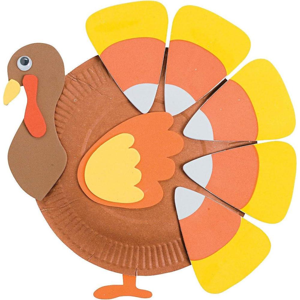 imageFun Express Paper Plate Turkey Craft Kit  Makes 12 Thanksgiving Crafts for Kids Ages 3  Fall Arts ampamp Crafts Activities with SelfAdhesive Foam Pieces ampamp Wiggle Eyes  Preschool Holiday Party Favors