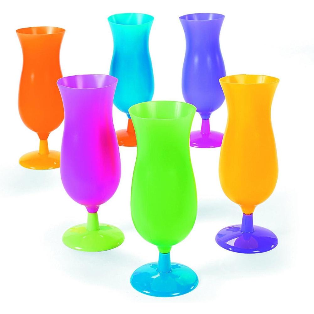 imageFun Express Plastic Cocktail Glasses Hurricane Style 14 oz Set of 12  Neon Reusable Tiki Glasses for Cocktails Luau Cups ampamp Outdoor Parties  Unbreakable Acrylic Drinkware for Pool ampamp Summer Events