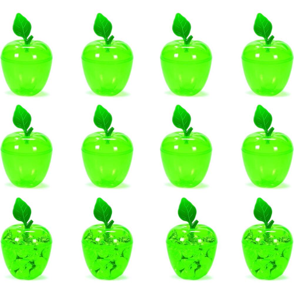 imageFun Express Set of 12 Apple Containers for Treats 375 x 475 x 1 inches BPA Free Plastic Teacher Gifts Classroom Treat Containers End of School and Back To School Celebrations RedGreen