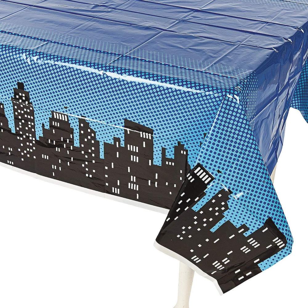imageFun Express Superhero Plastic Tablecloth  Birthday Party Table Decor Supplies  VBS Vacation Bible School SuppliesDecor  1 Piece