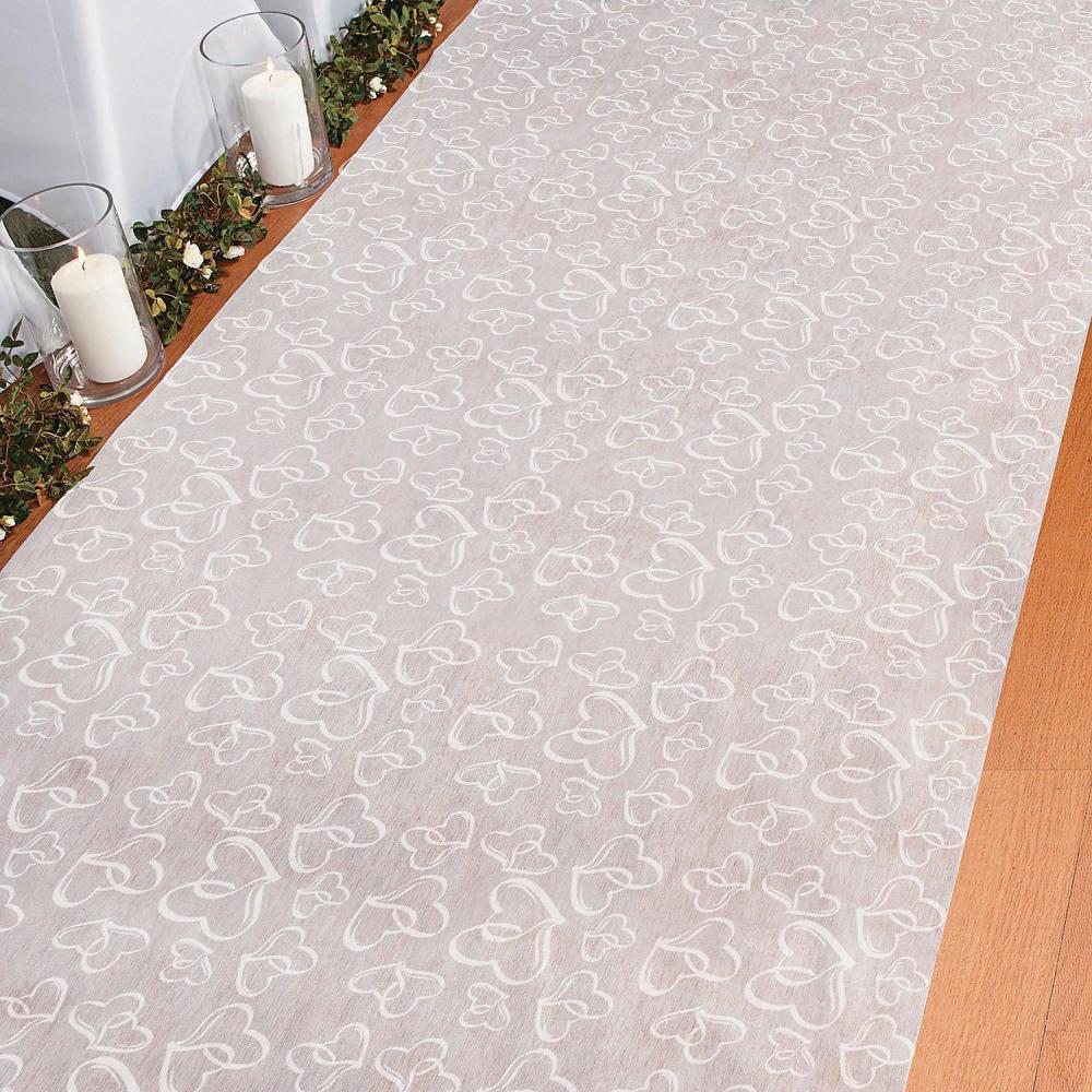 imageFun Express Wedding Aisle Runner for Wedding Ceremony  Premium White Polyester Carpet Runner with Two Hearts Design  100ft x 3ft for Indoor ampamp Outdoor Weddings Beach Ceremonies ampamp Special Events