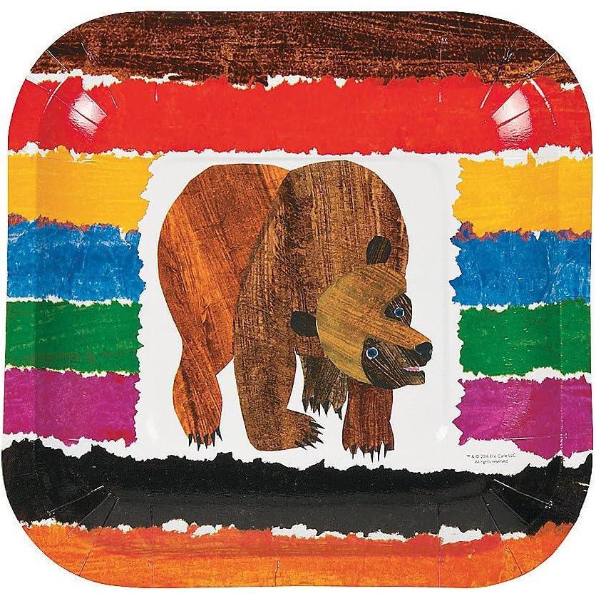 imageFun Express World of Eric Carle Brown Bear Brown Bear What Do You See Square Paper Dessert Plates  Party Supplies  Print Tableware  Print Plates ampamp Bowls  Birthday  8 Pieces