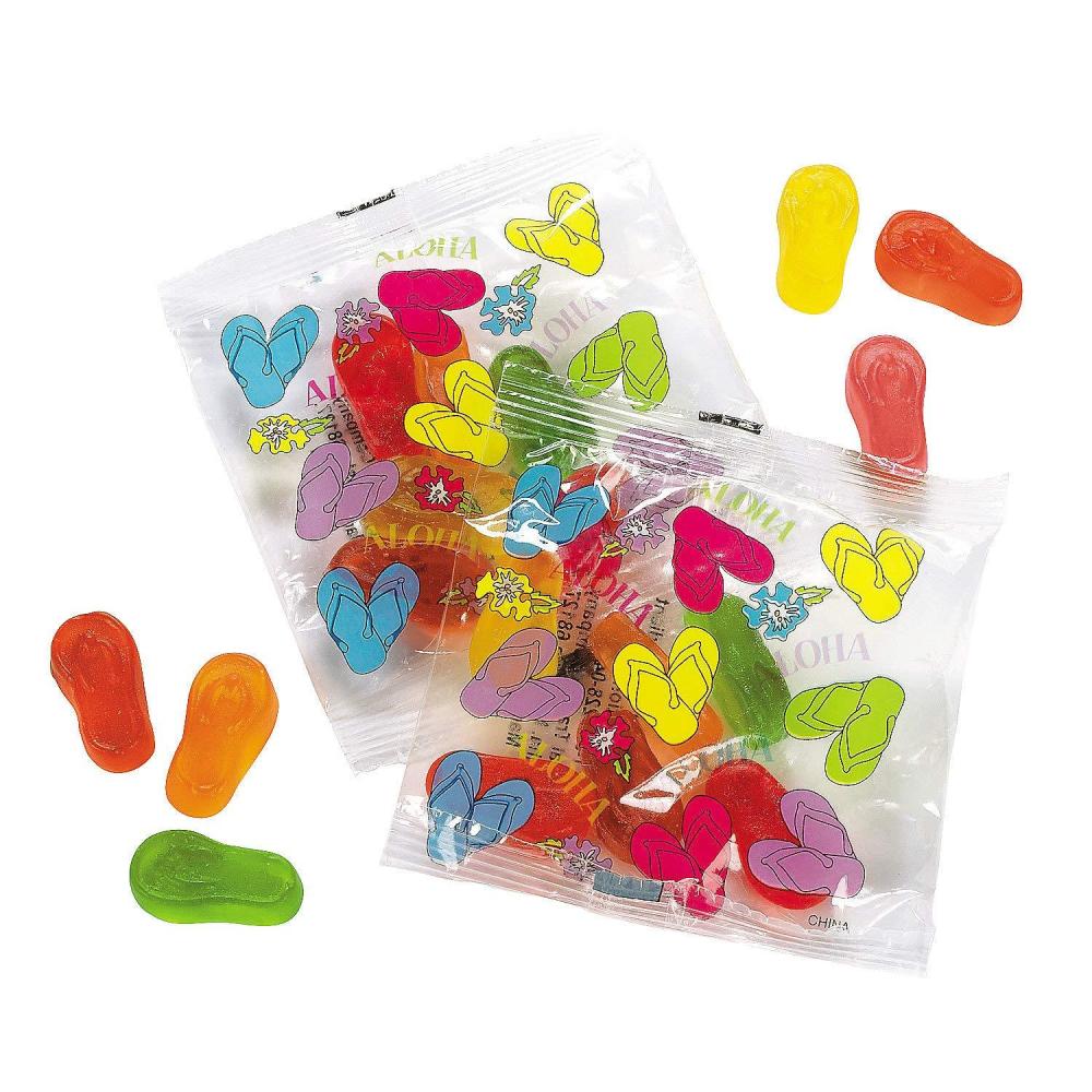 imageGummy Beach Sandals Summer Candy  20 Packets of Flip Flop Gummies  Luau Tropical Candy Treats and Party Favors