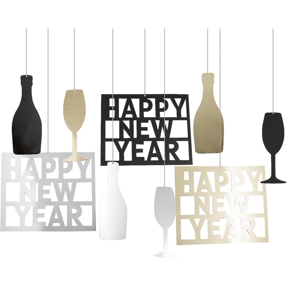 imageNew Years Eve Reflective Cardstock Wall Cutouts  Pack of 12  Assorted Party Decorations for Celebrations Events ampamp Festive Decor