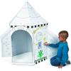 Fun Express Cardboard Playhouse Rocket Ship Toy for Kids – 5 Foot Color Your Own Spaceship for Indoor Play | White Cardboard House to Color for Toddler Activities & Creative Arts Projects