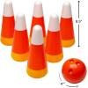 Fun Express Halloween Games for Kids Party – Candy Corn Pumpkin Bowling Set with 6 Pins & Ball | Fall Festival Games for Outdoor Trunk or Treat Activities & Carnival Events | Safe Plastic Design