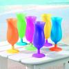 Fun Express Plastic Cocktail Glasses Hurricane Style 14 oz Set of 12 – Neon Reusable Tiki Glasses for Cocktails, Luau Cups & Outdoor Parties | Unbreakable Acrylic Drinkware for Pool & Summer Events