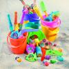 Fun Express Sand Buckets for Kids 12 Pack – Premium 7 Inch Beach Buckets with Easy-Grip Handles | Durable Plastic Sand Toys for Ages 3+ | Perfect for Beach, Sandbox & Pool Play