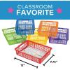 Fun Express Stackable Storage Bins 13×9.75×3 Inch – 6 Pack Colorful Plastic Storage Baskets with Handles for Classroom Organization | Paper Trays for Teachers, Office Storage & Home Organizing