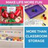 Fun Express Stackable Storage Bins 13×9.75×3 Inch – 6 Pack Colorful Plastic Storage Baskets with Handles for Classroom Organization | Paper Trays for Teachers, Office Storage & Home Organizing