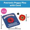 Patriotic Poppy Pins with Card – 12 Pieces