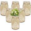 Fun Express Gold Mason Jars 12 Pack – Premium Glass Mason Jar Set for Wedding Centerpieces, Table Decorations & Party Events | Decorative Vintage-Style Vases for Flowers, Home Decor & DIY Projects