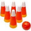 Fun Express Halloween Games for Kids Party – Candy Corn Pumpkin Bowling Set with 6 Pins & Ball | Fall Festival Games for Outdoor Trunk or Treat Activities & Carnival Events | Safe Plastic Design