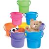 Fun Express Sand Buckets for Kids 12 Pack – Premium 7 Inch Beach Buckets with Easy-Grip Handles | Durable Plastic Sand Toys for Ages 3+ | Perfect for Beach, Sandbox & Pool Play