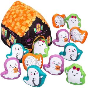 Adorable Multicolor Haunted House with Assorted Design Stuffed Peekaboo Figures – 6.5″ x 7″ – 3.5″ – (Set of 13) – Perfect for Halloween Decorations, Trick-or-Treat Goodie Bags, and Spooky Gifts