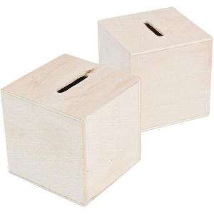 DIY Unfinished Wood Block Bank – Makes 12 – Crafts for Kids and Fun Home Activities