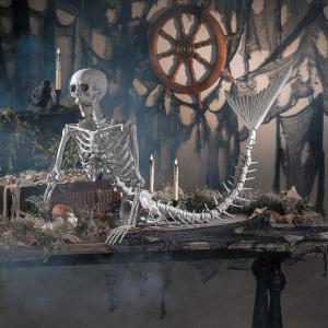 Fun Express 73″ Life Size Mermaid Skeleton Halloween Decorations Outdoor – 6 Ft Posable Skeleton Decor for Indoor & Outdoor Halloween Props | Giant Plastic Skeleton for Yard, Porch & Party Display
