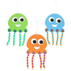 Fun Express Beaded Jellyfish Craft Kit – Craft Kits – VBS Vacation Bible School Supplies/Decor – 12 Pieces