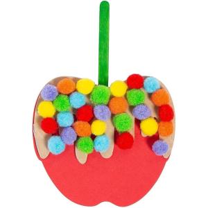 Fun Express Caramel Apple with Pom-Poms Craft Kit – Makes 12