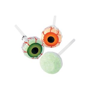Fun Express Halloween Candy Bulk – 46 Eyeball Lollipops Individually Wrapped for Trick or Treat | Spooky Halloween Treats for Kids Classroom Party Favors & Boo Basket Stuffers | 1 lb Assorted Fruit