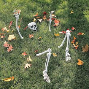 Fun Express Life-Size Skeleton Yard Halloween Decoration – Ground Breaker Skeleton with Movable Jaw Skull and Jointed Legs and Arms