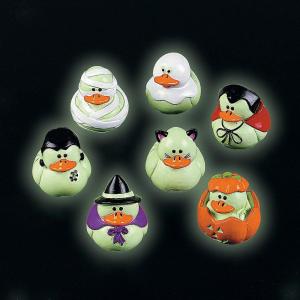 Fun Express Mini Glow-in-The-Dark Halloween Rubber Duckies- 24 Pieces – Trick-or-Treat Favors, giveaways, Novelty Party Decorations