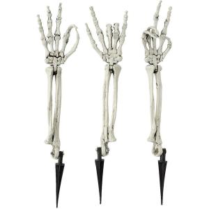 Fun Express Skeleton Hands Halloween Yard Decorations – 3 Pack Groundbreaker Skeleton Arms 20″ for Outdoor Graveyard Cemetery Decor | Realistic Halloween Lawn Stakes for Spooky Garden Display
