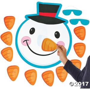 Pin The Nose on The Snowman Christmas Holiday Party Game with Blindfold & Instructions
