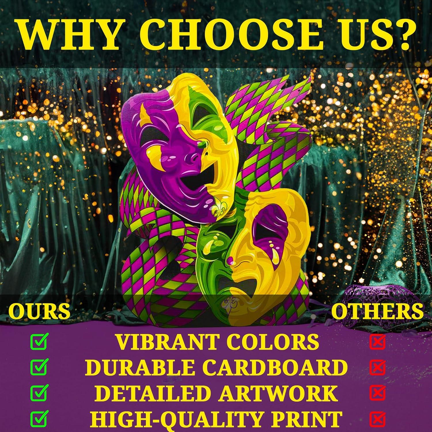 image5 Feet Tall Mardi Gras Mask Cardboard Photo Booth StandUp Backdrop  Party Decor  60quot High x 45quot Wide
