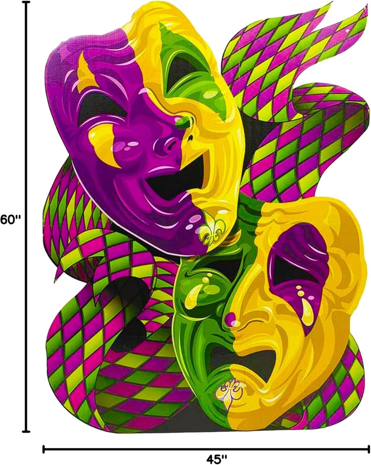 image5 Feet Tall Mardi Gras Mask Cardboard Photo Booth StandUp Backdrop  Party Decor  60quot High x 45quot Wide