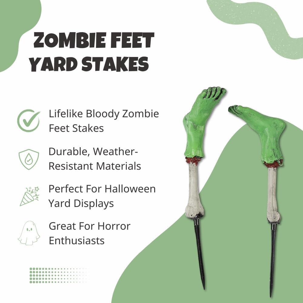 imageFun Express 2 Pieces 412quot x 18quot Zombie Feet Yard Stakes Halloween Decorations Haunted House Decorations MultiColors