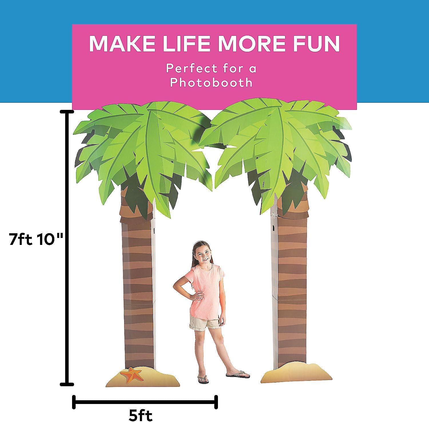 imageFun Express Luau Palm Tree Cardboard Archway  Vibrant Tropical Party Decor for Hawaiian Themed Events Luau Parties and Summer Celebrations  Perfect for Photo Opportunities Easy to Assemble  1 Piece